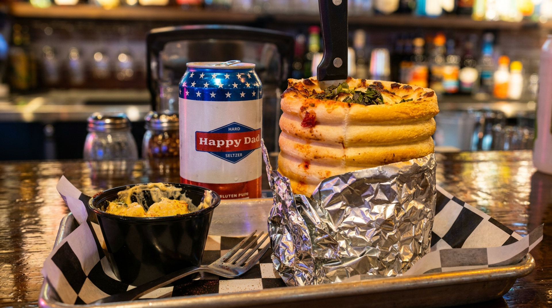 A slice and a draft for $5